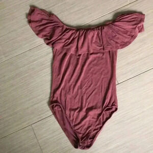 Ruffled, off the shoulder bodysuit